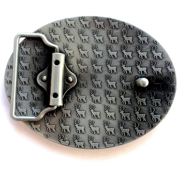 Men's Silver Vintage Elk Deer Western Cow Boy Native American Belt Buckle - Picture 2 of 2